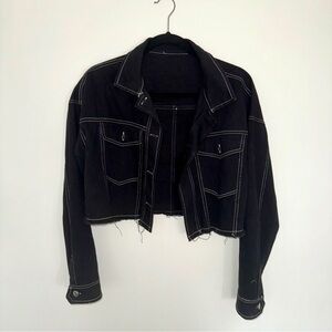 Black denim crop jacket
